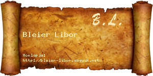 Bleier Libor névjegykártya